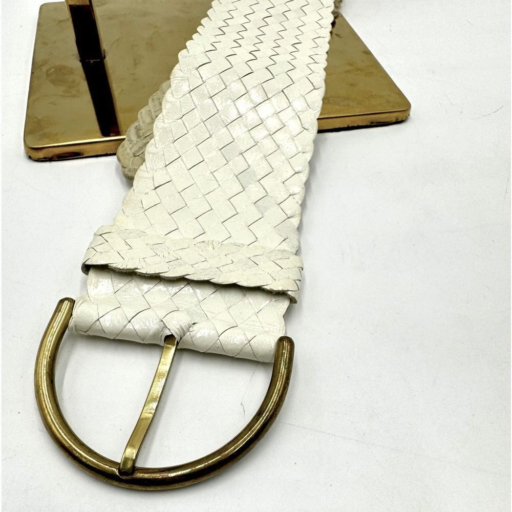 Auth Vtg Christian Dior White Woven Leather Women’s Belt Size US XS Preloved - Picture 2 of 8